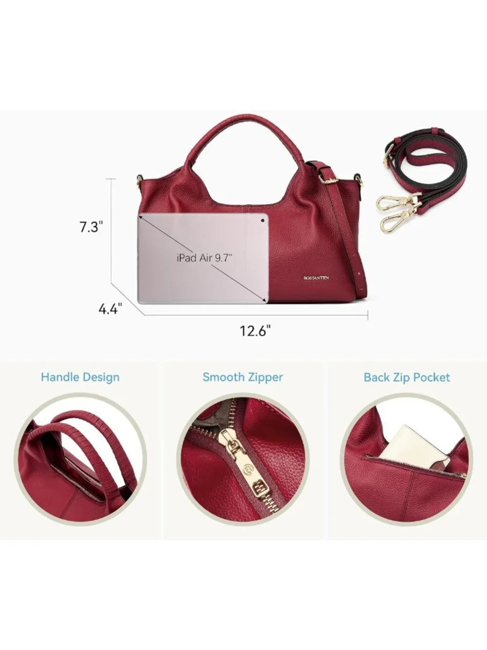Genuine Leather Satchel Handbag for Women | Roomy, Adjustable Crossbody Strap